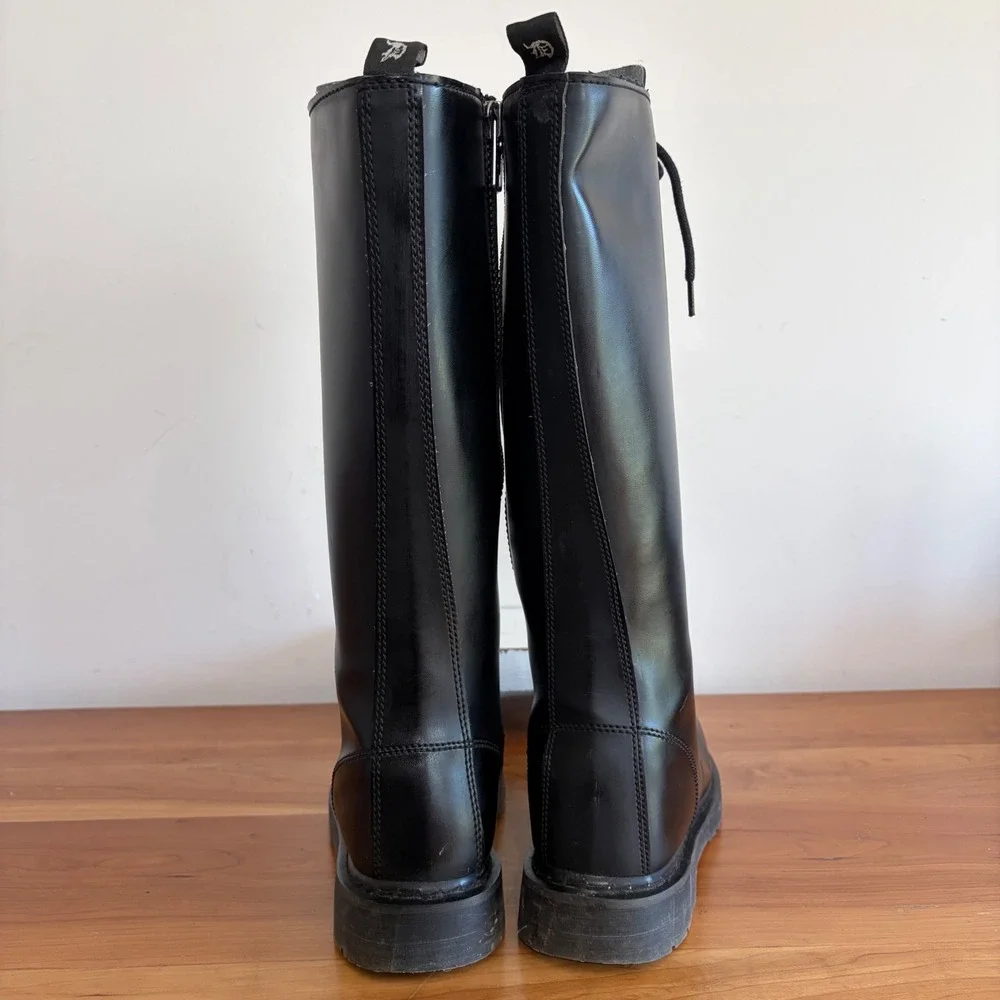 Demonia Bolt-400 Mens Black Vegan Leather 20 Eyelet Knee High Combat Boots 11